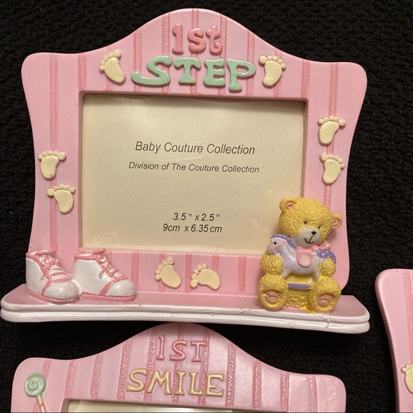 Set of three (3) mini baby picture frames celebrating 1st steps, birthday, smile - Picture 3 of 16
